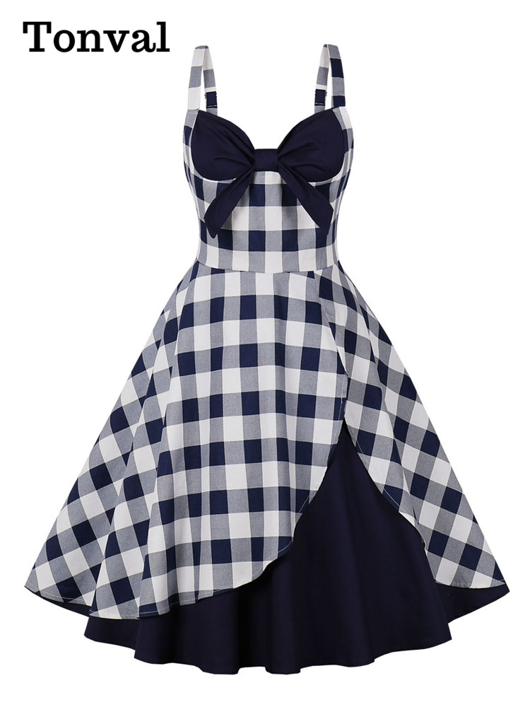 Women'S Fashion Of The 50S - فساتين Tonval-Rockabilly للنساء ، برقبة على