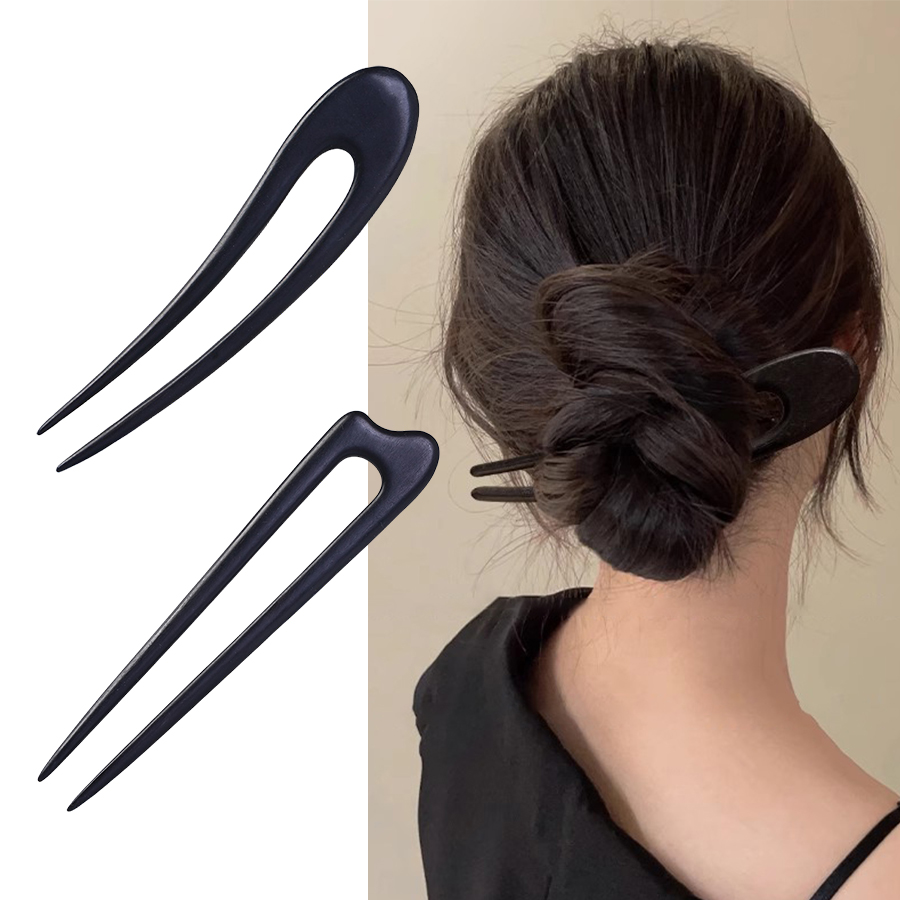 دبابيس شعر خشبية على شكل حرف U - مراجعة Women Fashion Hair Style وسعره