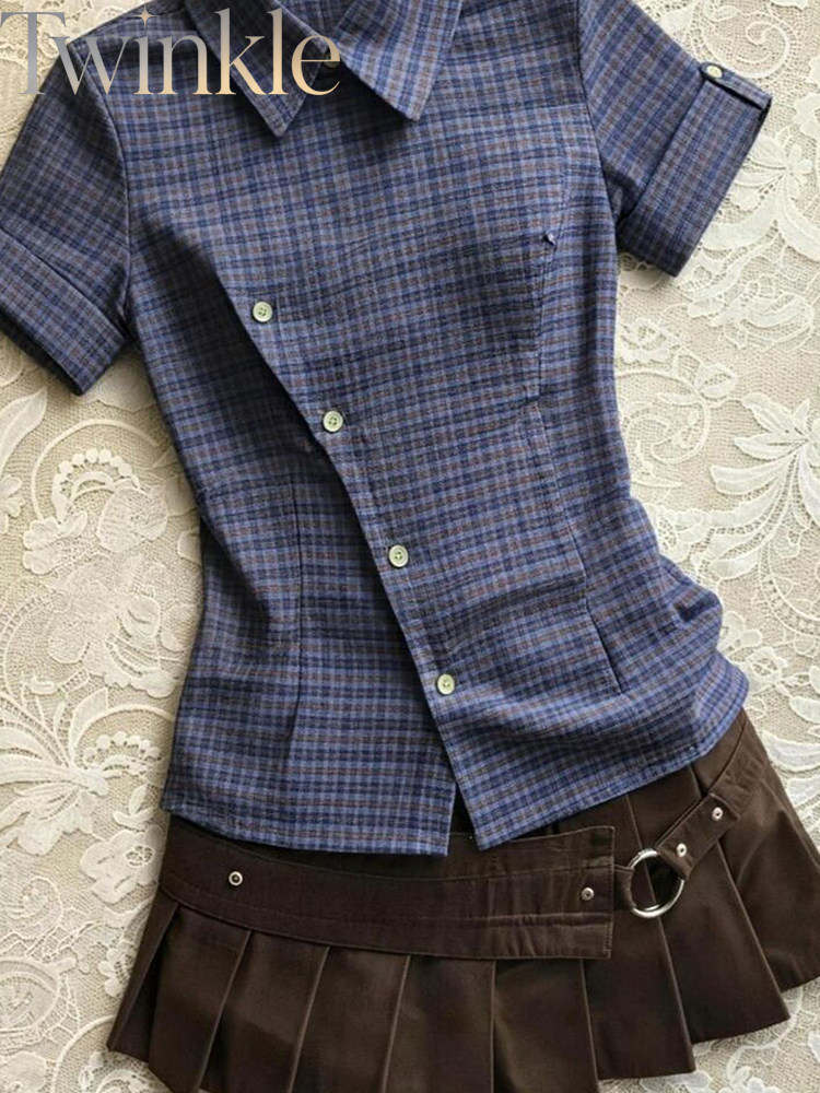 طقم من قطعتين للنساء: بلوزة زر - مراجعة Pleated Skirt Women وسعره