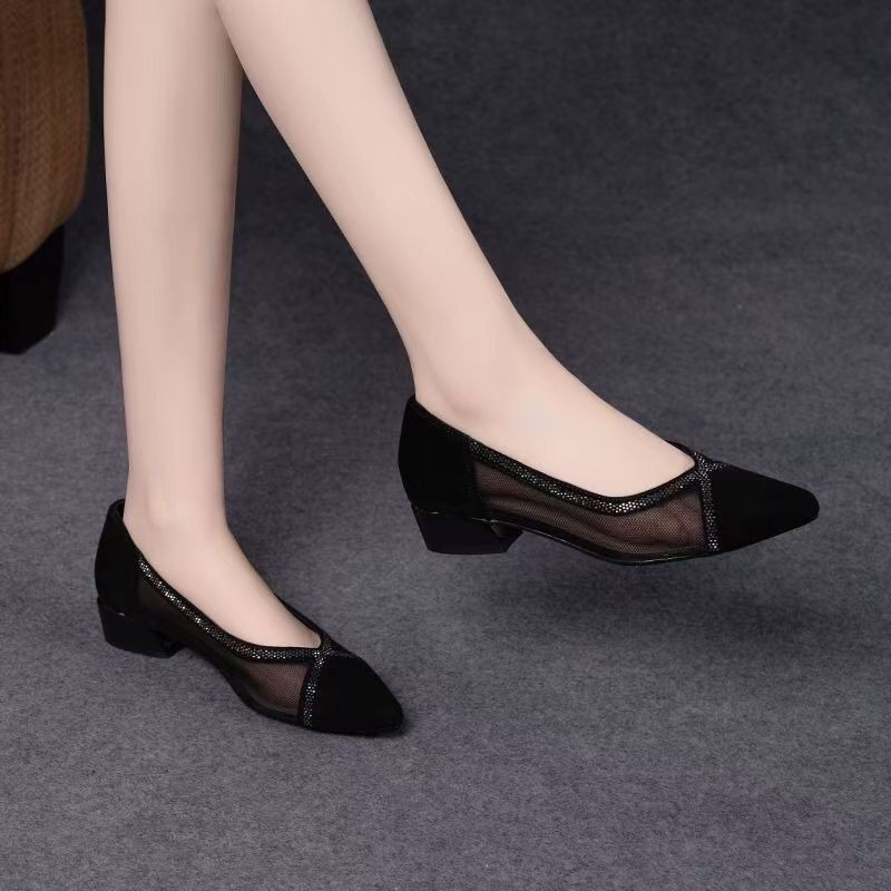 2025 شبكة سوداء جديدة مدببة مو - مراجعة Women'S Fashion Shoes وسعره